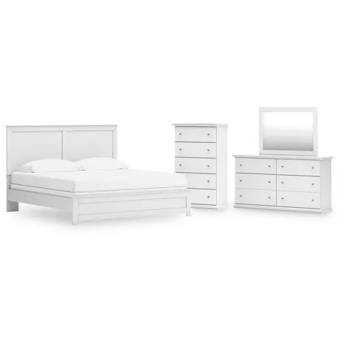 Bostwick Shoals King Panel Bed, Dresser, Mirror and Chest