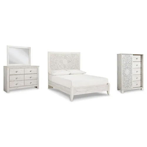 Paxberry Full Panel Bed, Dresser, Mirror and Chest