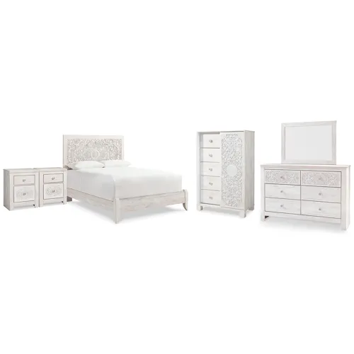 Paxberry Queen Panel Bed, Dresser, Mirror, Chest and 2 Nightstands