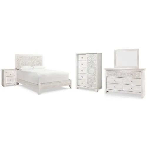 Paxberry Queen Panel Bed, Dresser, Mirror,  Chest and Nightstand