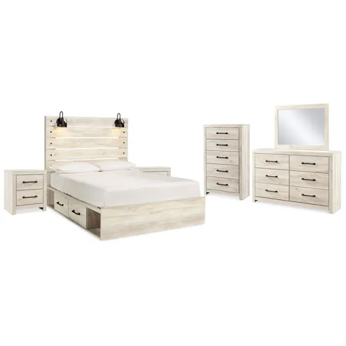 Cambeck Queen Panel Storage Bed, Dresser, Mirror, 2 Chests and 2 Nightstands