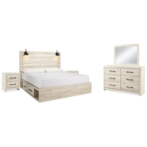 Cambeck King Storage Bed, Dresser, Mirror and 2 Nightstands