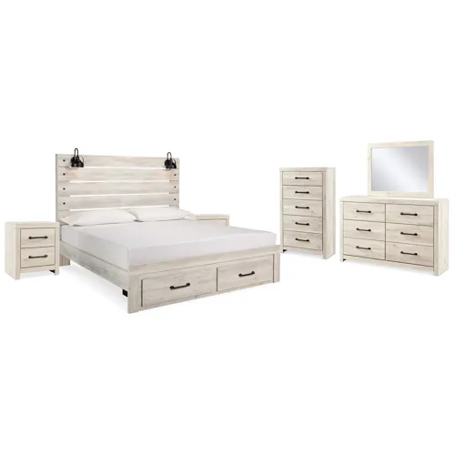 Cambeck King Panel Storage Bed, Dresser, Mirror, Chest and 2 Nightstands