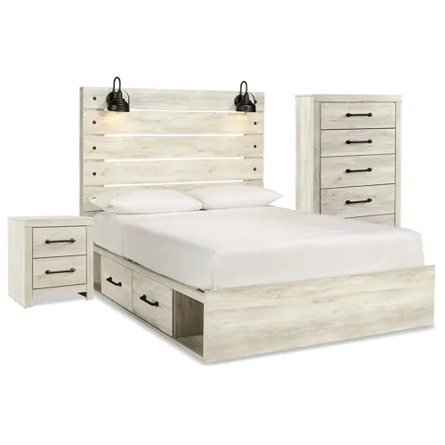 Cambeck Queen Panel Bed with Storage, Chest and Nightstand