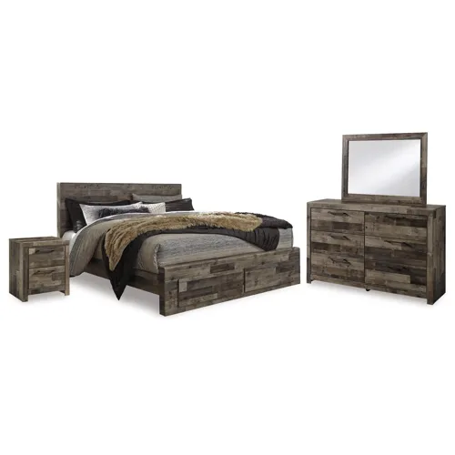 Derekson King Storage Bed, Dresser, Mirror and 2 Nightstands