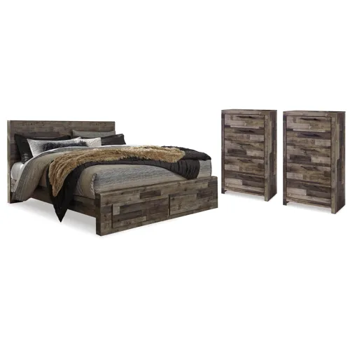 Derekson Queen Storage Bed and 2 Chests