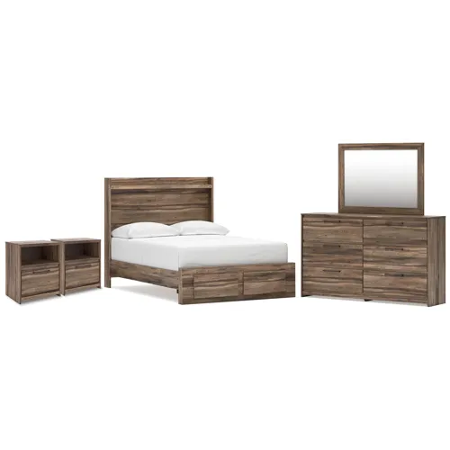 Elbrim Full Panel Storage Bed, Dresser, Mirror and 2 Nightstands