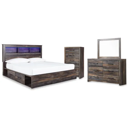 Drystan King Storage Bed, Dresser, Mirror and Chest