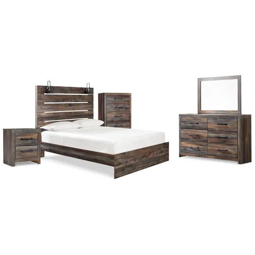 Drystan Queen Panel Bed, Dresser, Mirror, Chest and Nightstand
