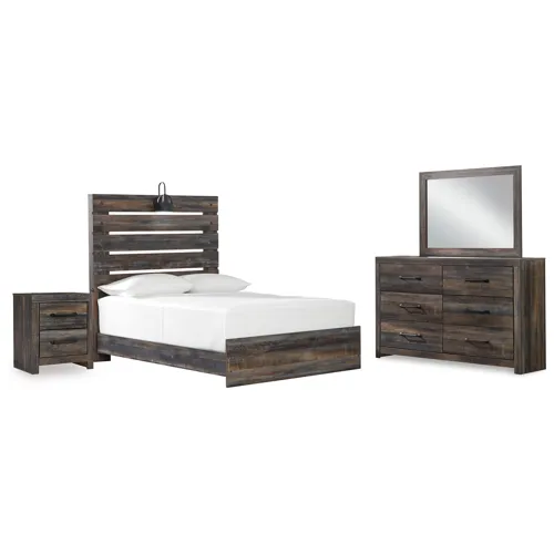 Drystan Full Panel Bed, Dresser, Mirror, and Nightstand