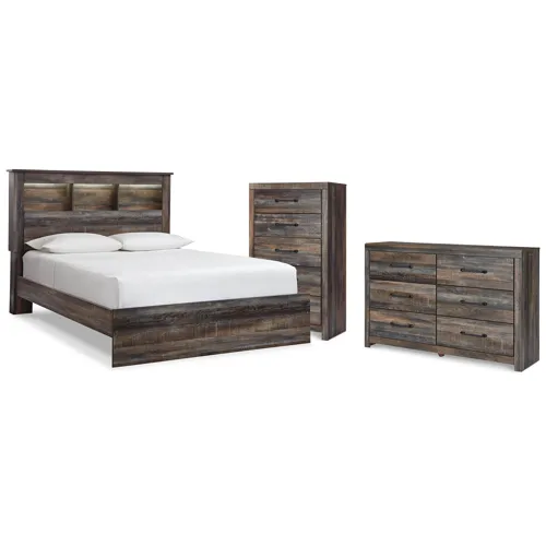 Drystan Queen Bookcase Bed, Dresser and Chest