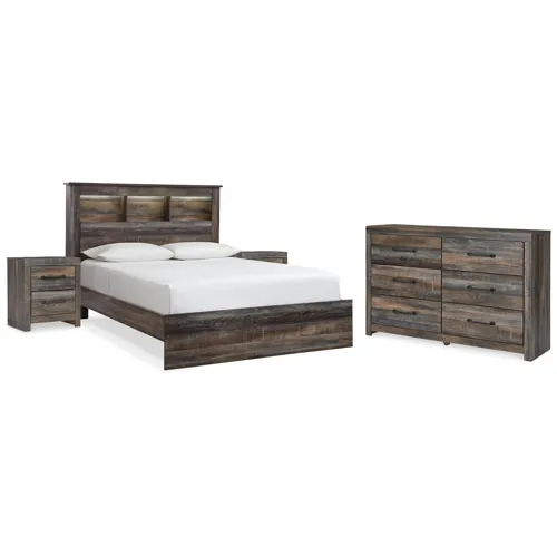 Drystan Queen Bookcase Bed, Dresser and 2 Nightstands