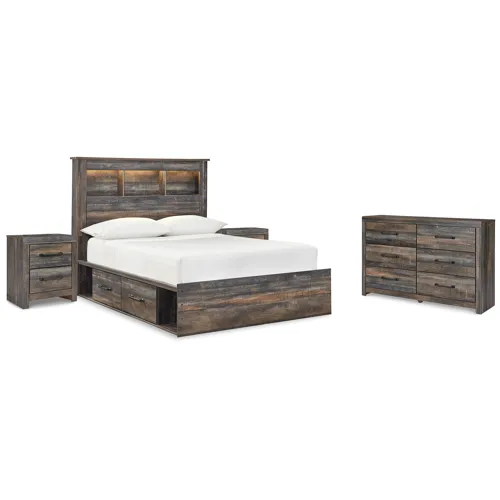 Drystan Twin Bookcase Bed with 2 sided Storage, Dresser and Nightstand