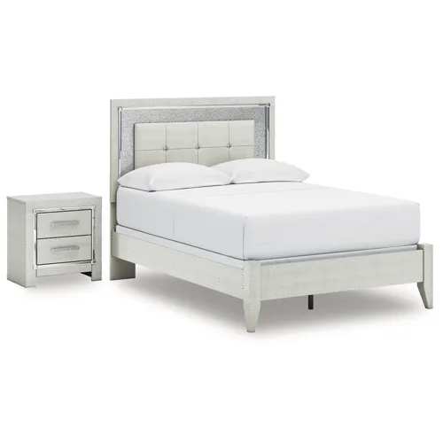 Zyniden Full Upholstered Panel Bed and Nightstand