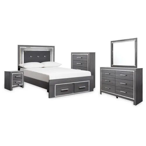 Lodanna Full Storage Bed, Dresser, Mirror, Chest and Nightstand