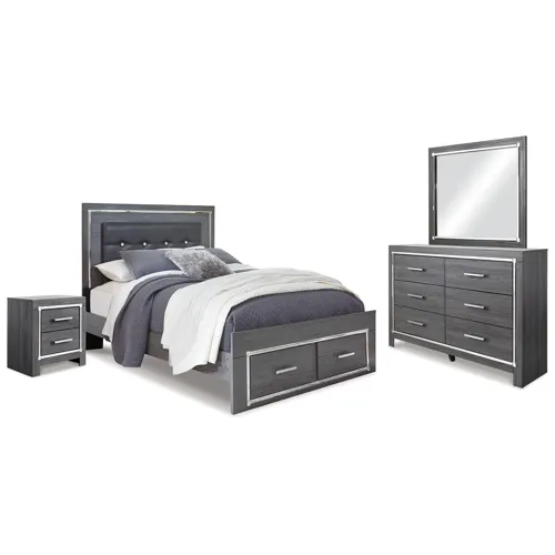 Lodanna Queen Storage Bed, Dresser, Mirror and 2 Nightstands