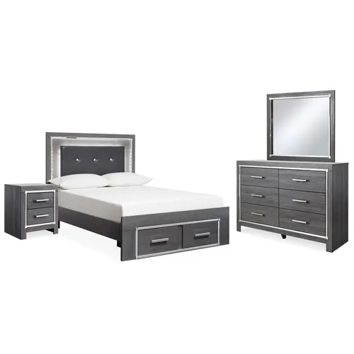 Lodanna Full Storage Bed, Dresser, Mirror and 2 Nightstands