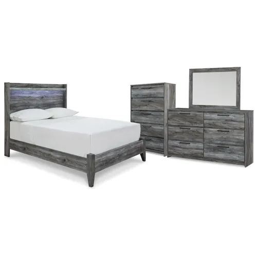 Baystorm Full Panel Bed, Dresser, Mirror and Chest