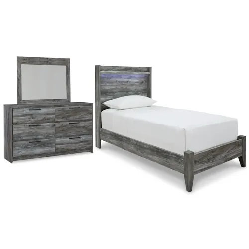 Baystorm Twin Panel Bed, Dresser and Mirror