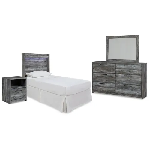 Baystorm Twin Panel Bed Headboard, Dresser, Mirror and Nightstand