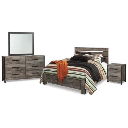 Cazenfeld Queen Panel Bed with Mirrored Dresser and Nightstand