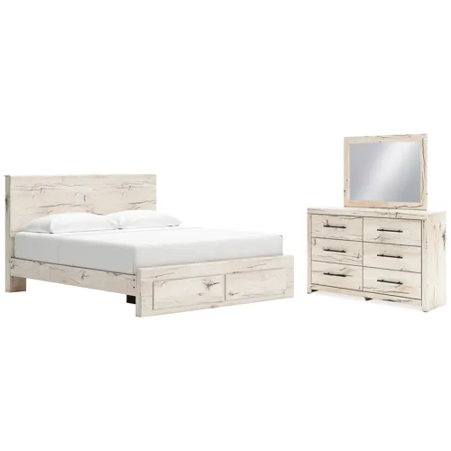 Lawroy King Panel Storage Bed, Dresser and Mirror