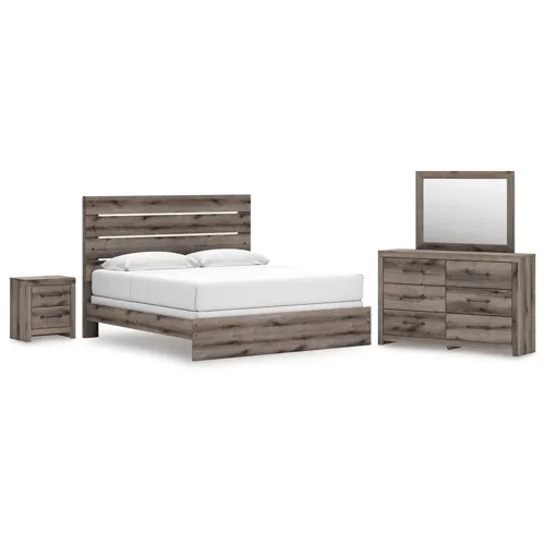 Graystorm King Panel Bed, Dresser, Mirror and Nightstand