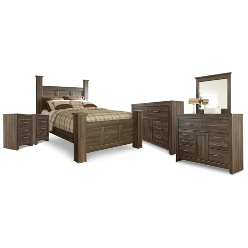 Juararo Queen Poster Bed, 2 Dressers, Mirror and 2 Nightstands