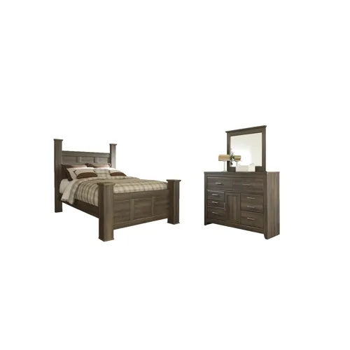Juararo Queen Poster Bed, Dresser and Mirror