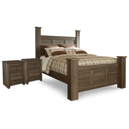 Juararo Queen Poster Bed and 2 Nightstands