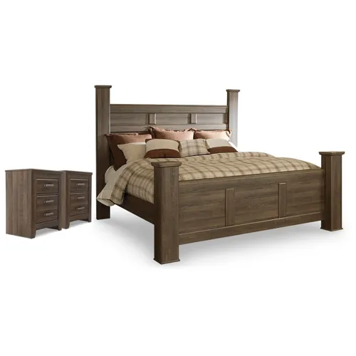 Juararo King Poster Bed and 2 Nightstands