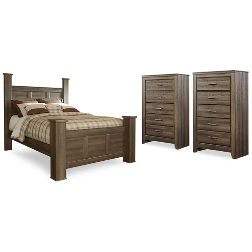 Juararo Queen Poster Bed and 2 Chests