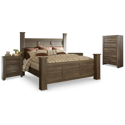 Juararo King Poster Bed, Chest and 2 Nightstands