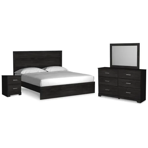Belachime King Panel Bed, Dresser, Mirror, and Nightstand