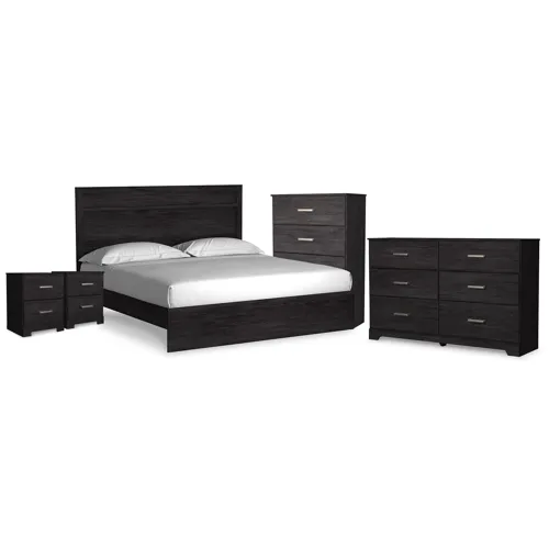 Belachime King Panel Bed, Dresser, Chest and 2 Nightstands