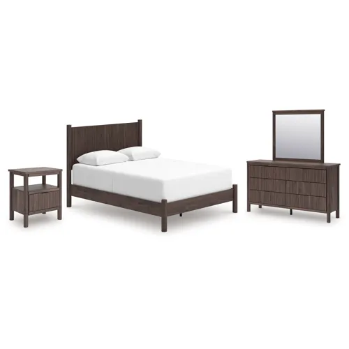 Cadmori Queen Panel Bed, Dresser, Mirror and Nightstand