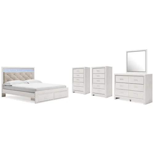 Altyra King Storage Bed, Dresser, Mirror and 2 Chests
