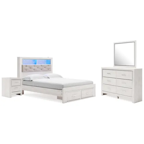 Altyra Queen Panel Storage Bed, Dresser, Mirror and Nightstand