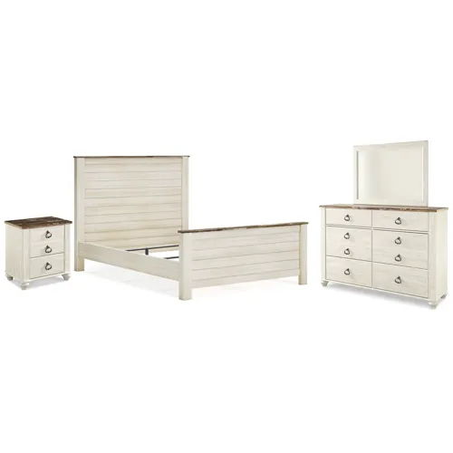 Willowton Queen Panel Bed, Dresser, Mirror, and Nightstand