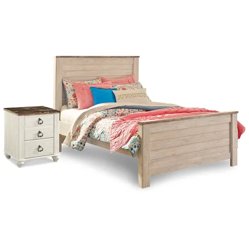 Willowton Full Panel Bed and Nightstand