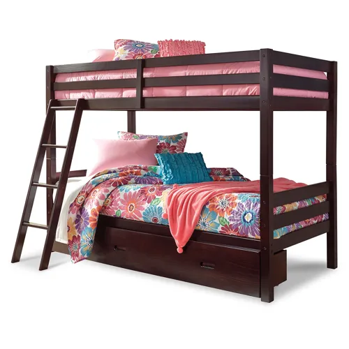 Halanton Twin over Twin Bunk Bed with 1 Large Storage Drawer