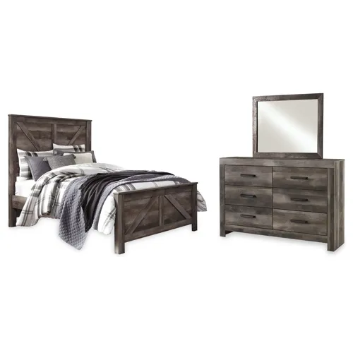 Wynnlow Queen Crossbuck Panel Bed, Dresser and Mirror