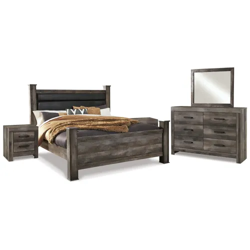 Wynnlow King Poster Bed, Dresser, Mirror and 2 Nightstands