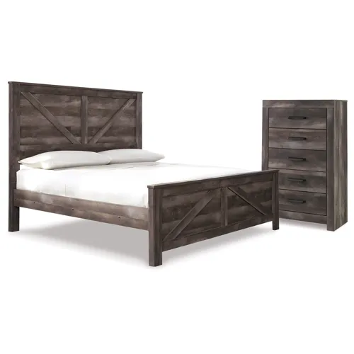 Wynnlow King Crossbuck Panel Bed and Chest