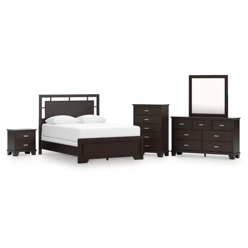 Covetown Queen Panel Bed, Dresser, Mirror, Chest and Nightstand