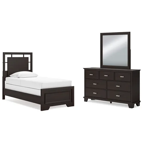 Covetown Twin Panel Bed, Dresser and Mirror