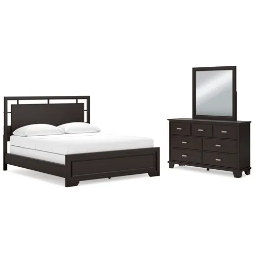Covetown California King Panel Bed, Dresser and Mirror