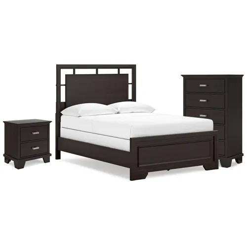 Covetown Full Panel Bed, Chest and Nightstand