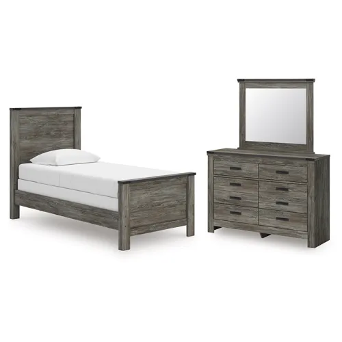 Frandern Twin Panel Bed, Dresser and Mirror