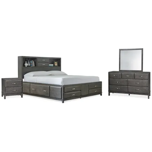 Caitbrook California King Storage Bed, Dresser, Mirror, and Nighstand